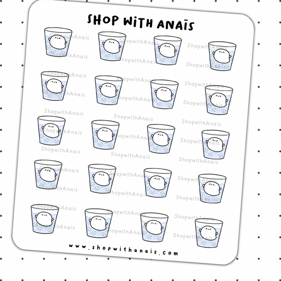 Glass of water (BS031) | stickers for planners and journals - Bubbles