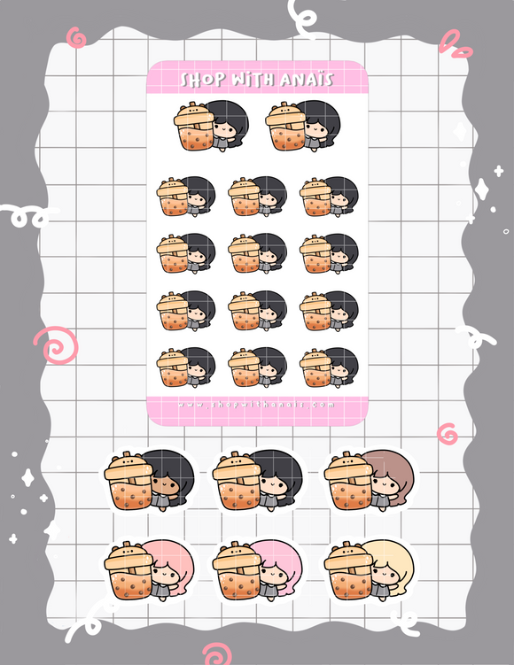 Boba Love (F002) | stickers for planners and journals