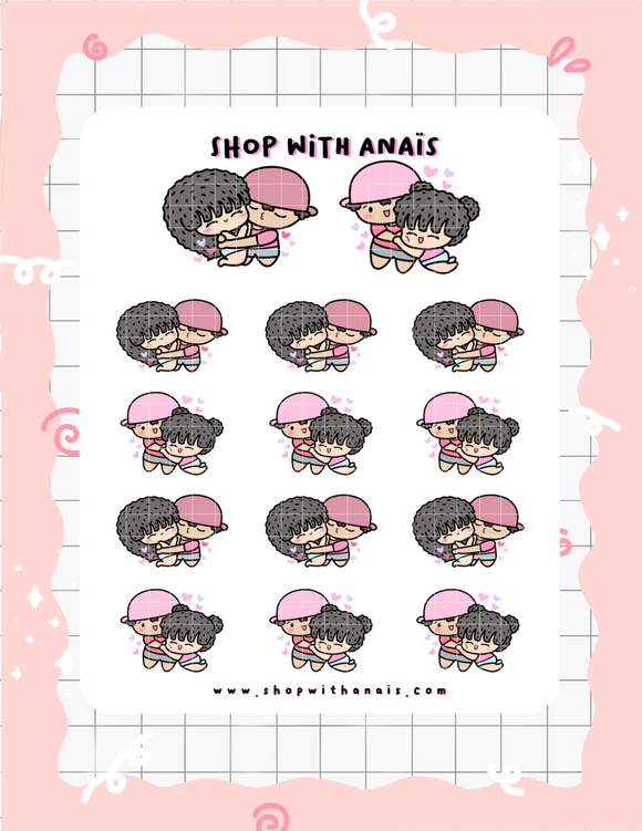 Hug (CS014) | Couple stickers for planners and journals - Anaïs